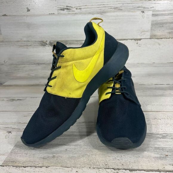 Nike Men Roshe Run Split Armory Navy Yellow Sneaker Shoes US 14 - Picture 5 of 8